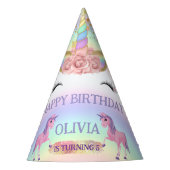 Eenhoornfeest Regenboog 1e verjaardag grillig meis Feesthoedjes (Voorkant)