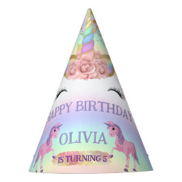 Eenhoornfeest Regenboog 1e verjaardag grillig meis Feesthoedjes