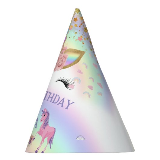 Eenhoornfeest Regenboog 1e verjaardag grillig meis Feesthoedjes (Rechts)