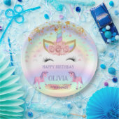 Eenhoornfeest Regenboog 1e verjaardag grillig meis Papieren Bordje (Feest)