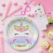 Eenhoornfeest Regenboog 1e verjaardag grillig meis Papieren Bordje (Feest)