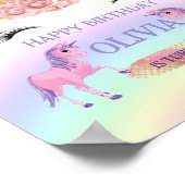Eenhoornfeest Regenboog 1e verjaardag grillig meis Poster (Hoek)