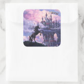 Eenhoornkasteel Vierkante Sticker (Tas)