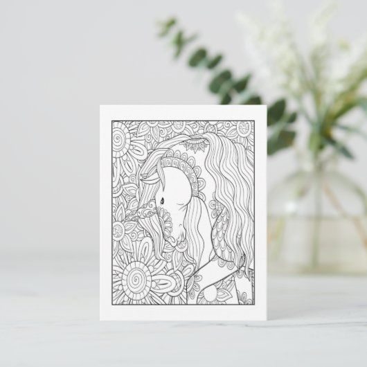 Eenhoornkleurig Briefkaart | Leuke DIY Art Kaart (Staand voorkant)