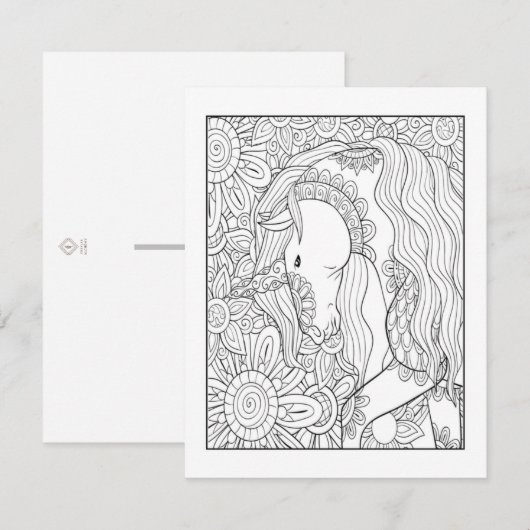 Eenhoornkleurig Briefkaart | Leuke DIY Art Kaart (Voorkant / Achterkant)