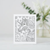 Eenhoornkleurig Briefkaart | Magische DIY kleursto (Staand voorkant)