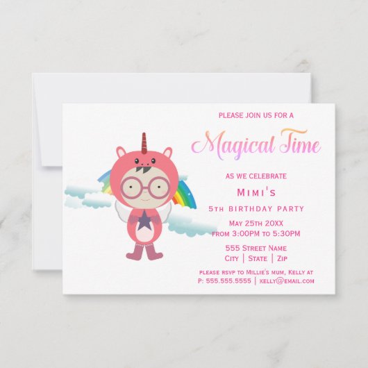 Eenhoornkostuumfeest Kaart (Voorkant)