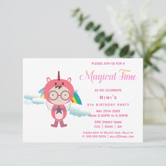 Eenhoornkostuumfeest Kaart (Staand voorkant)