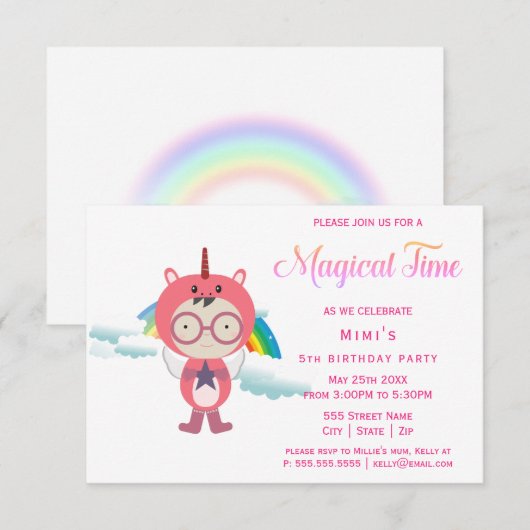 Eenhoornkostuumfeest Kaart (Voorkant / Achterkant)