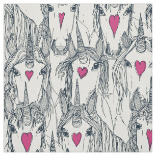 eenhoornliefde indigo roze parel stof