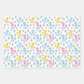 eenhoornmeisjes met een leuke Birthday-tiel Inpakpapier Vel (Voorkant)