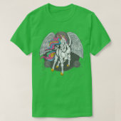 eenhoornpaard met volledige kleur en vleugels vlie t-shirt (Design voorkant)