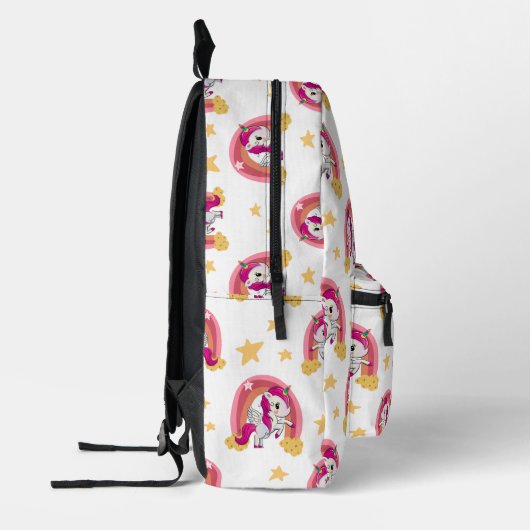 Eenhoornpatroon Wit Bedrukte Rugzak (Links)
