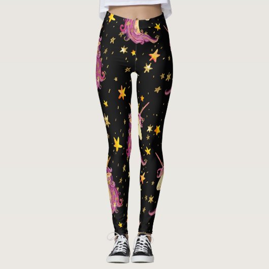 Eenhoornprinses: Waterverf sprookje Leggings (Voorkant)