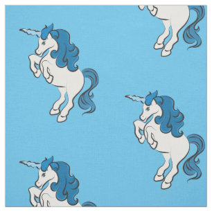 Eenhoornprint katoenen stof per yard   Blauw