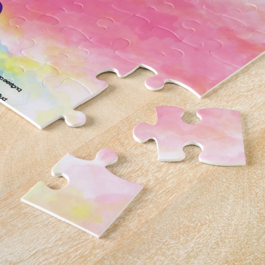 Eenhoornpuzzel voor regenboog. Persoonlijke naam. Legpuzzel (Zijkant)