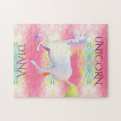 Eenhoornpuzzel voor regenboog. Persoonlijke naam. Legpuzzel (Horizontaal)