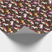 eenhoornregenboogpaard kinder cadeaupapier (Hoek)