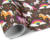 eenhoornregenboogpaard kinder cadeaupapier (Rol Hoek)