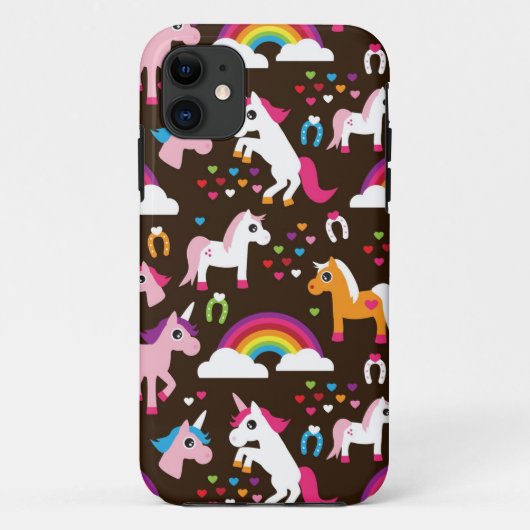 eenhoornregenboogpaard met kinder achtergrond Case-Mate iPhone case (Achterkant)