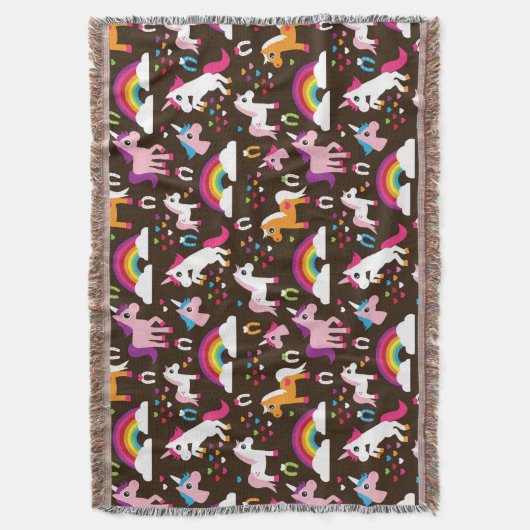 eenhoornregenboogpaard met kinder achtergrond deken (Voorkant Verticaal)