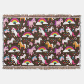 eenhoornregenboogpaard met kinder achtergrond deken (Voorkant)