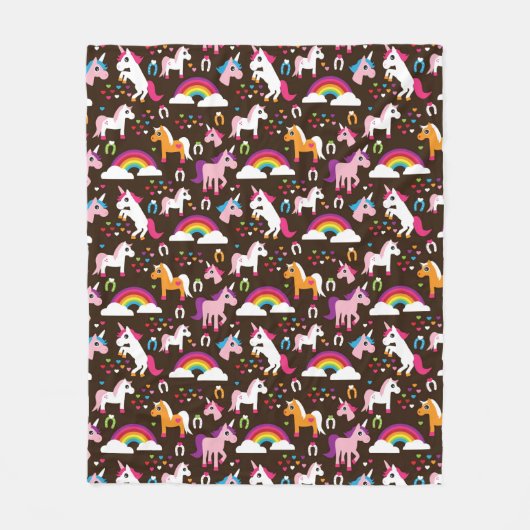 eenhoornregenboogpaard met kinder achtergrond fleece deken (Voorkant)