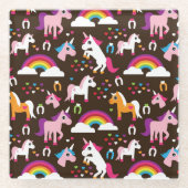 eenhoornregenboogpaard met kinder achtergrond glazen onderzetter (Voorkant)