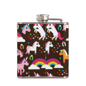 eenhoornregenboogpaard met kinder achtergrond heupfles (Achterkant)