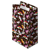 eenhoornregenboogpaard met kinder achtergrond klein cadeauzakje (Voorkant Gekanteld)