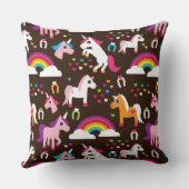 eenhoornregenboogpaard met kinder achtergrond kussen (Achterkant)
