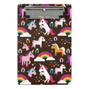 eenhoornregenboogpaard met kinder achtergrond mini klembord