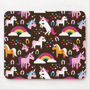 eenhoornregenboogpaard met kinder achtergrond muismat