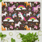 eenhoornregenboogpaard met kinder achtergrond theedoek (Gevouwen)