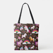 eenhoornregenboogpaard met kinder achtergrond tote bag (Achterkant)