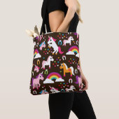 eenhoornregenboogpaard met kinder achtergrond tote bag (Dichtbij)