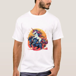 Eenhoornrijdende stier Jongens Meisjes Mannen Vrou T-shirt