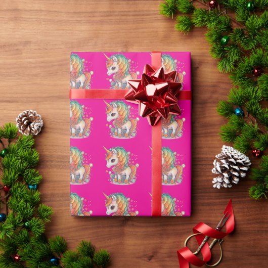 Eenhoornroze pakpapier (Feestdagen Geschenken)