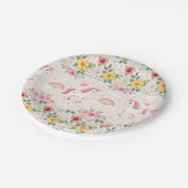 Eenhoorns & botanische bloemen, regenbogen, feest papieren bordje (Gekanteld)