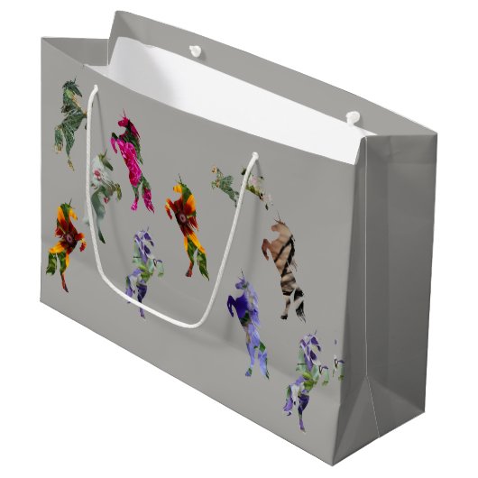 Eenhoorns Custom Gift Bag - Groot, glanzend Large Cadeautasje (Voorkant Gekanteld)