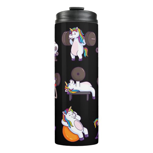 Eenhoorns die een Gym Workout doen Thermosbeker (Voorkant)