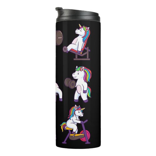 Eenhoorns die een Gym Workout doen Thermosbeker (Geroteerd rechts)