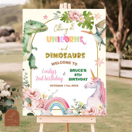 Eénhoorns en dinosauriërs gezamenlijke broer of zu poster