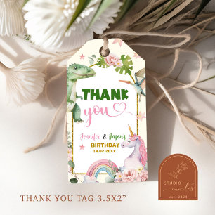 Eenhoorns en Dinosaurussen Gezamenlijke Verwant Gi Cadeaulabel