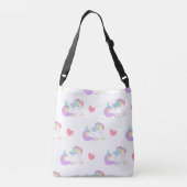 Eenhoorns en Harten Patroon Schattige Pastel Crossbody Tas (Achterkant)