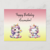 Eenhoorns en madeliefjes, "Gefeliciteerd met je ve Briefkaart (Voorkant)