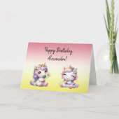 Eenhoorns en madeliefjes, "Gelukkige verjaardag" Kaart (Voorkant)