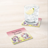 Eenhoorns en madeliefjes, "Gelukkige Verjaardag" Kartonnen Onderzetters (Insitu)