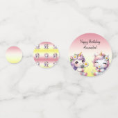 Eenhoorns en madeliefjes, "Happy Birthday" feest Confetti (Voorkanten)