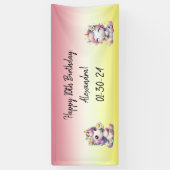 Eenhoorns en madeliefjes, "Happy Birthday" feest Spandoek (Verticaal)